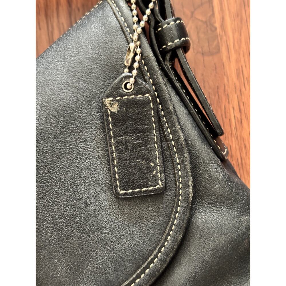 Vintage Coach Front Flap Soho Crossbody Black Leather Convertible Shoulder Hobo - Picture 10 of 11